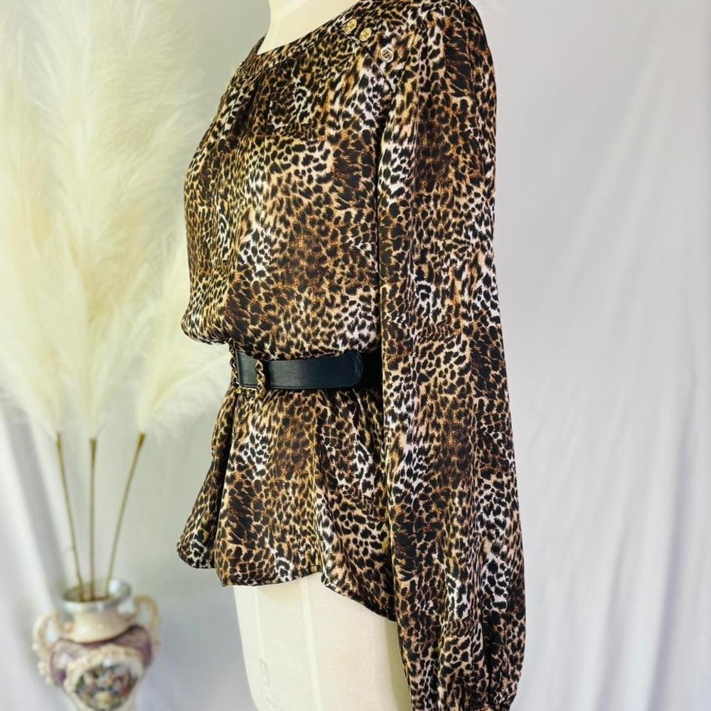 Michael Kors Leopard Long Sleeve Blouse with Gold Accent Buttons - Picture 5 of 8